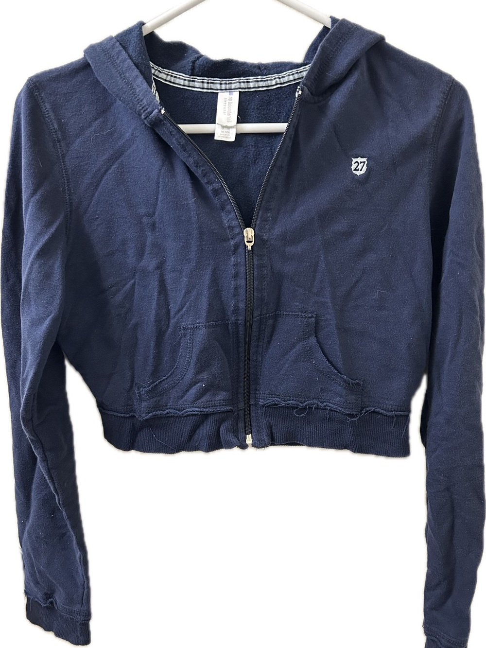 Navy Zip Cropped Hoodie